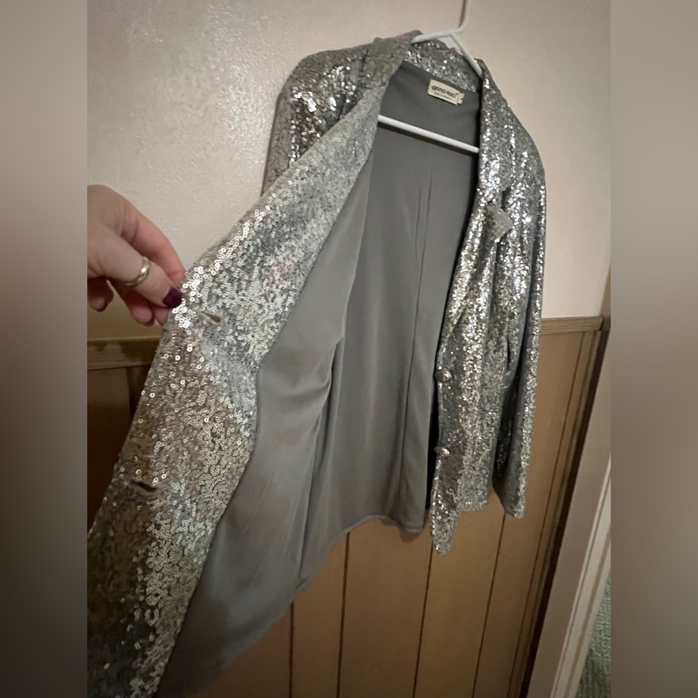 Glamorous Large Silver Sequin Blazer - image 5